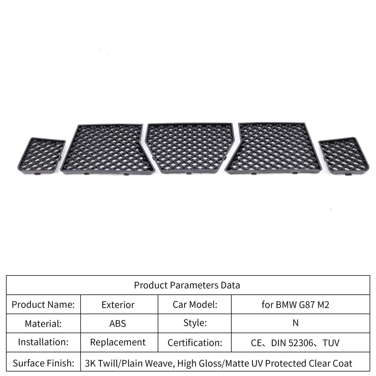 BMW M2 G87 (2022+) FRONT GRILLE RADIATOR PROTECTION NET - BLACK GLOSS