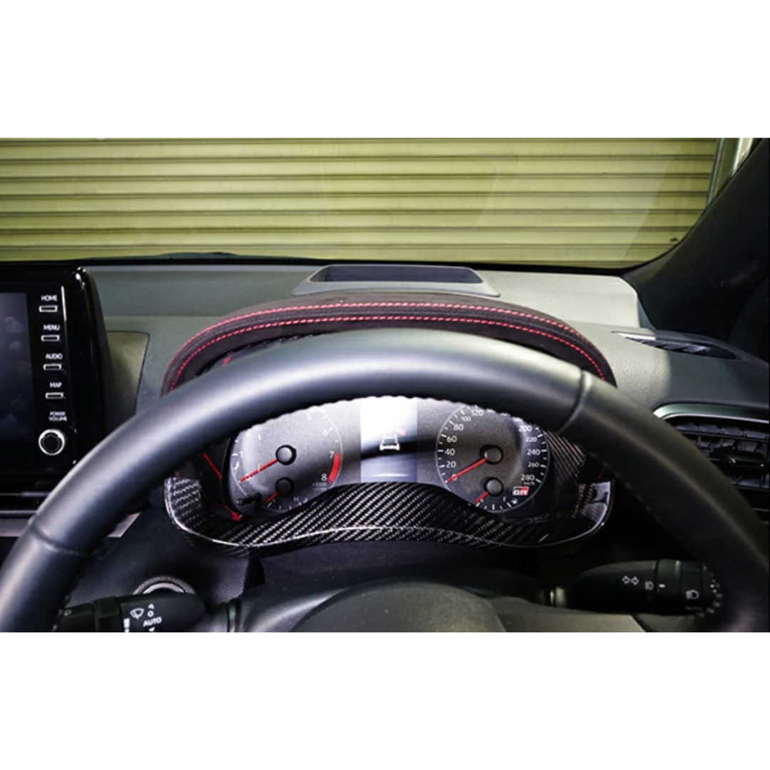 Toyota GR Yaris Ultra Suede & Dry Carbon Fibre Speedometer Inner Hood Cover