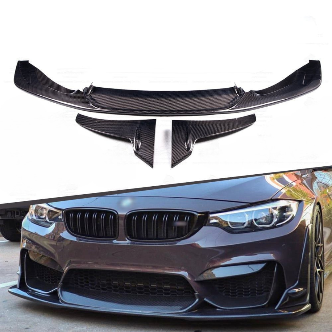 BMW M3/M4 F8X LAPTORR STYLE CARBON FIBRE FRONT BUMPER LIP (3PCS)