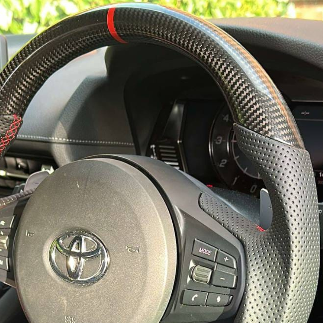 Toyota Supra A90 Carbon Fibre Steering Wheel (Red Stitching)