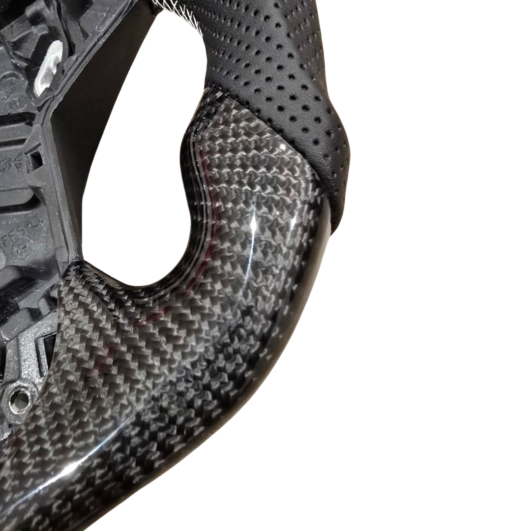 Toyota Supra A90 Carbon Fibre Steering Wheel (White Stitching)