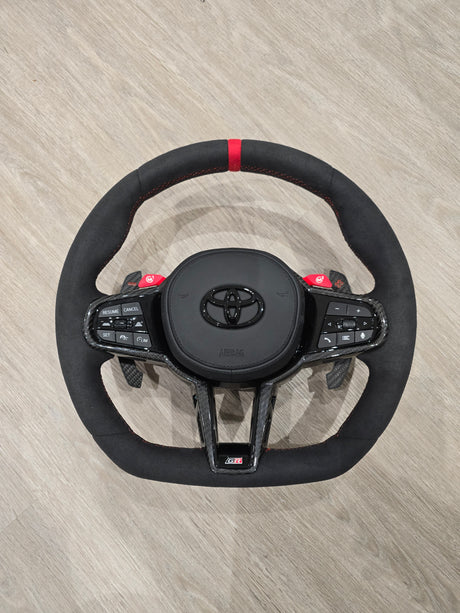 Toyota Supra A90 LCI Alcantara & Carbon Steering Wheel (BMW G-Series Design)