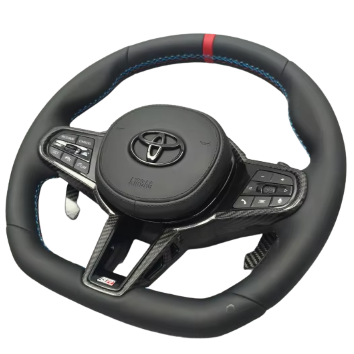 Toyota Supra A90 LCI Perforated Leather & Carbon Steering Wheel (without M+ Buttons)